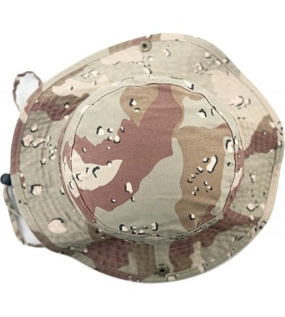 Bucket Hats Unisex Washed Cotton Bucket Hat Summer Outdoor Cap - (2. Boonie With Chin Strap) Desert Camo - CV11JEB10PH $18.04