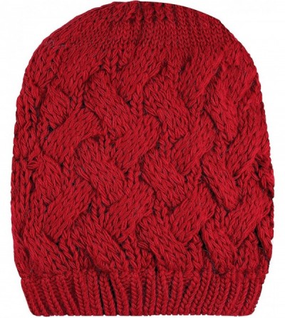 Skullies & Beanies Cable Knit Slouchy Chunky Oversized Soft Warm Winter Beanie Hat - Red - CN186QD2L4S $9.93