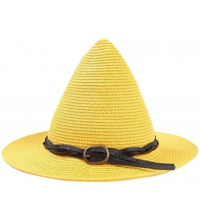 Sun Hats Women's Brim Straw Witch Hat Beach Sun Cap Halloween Costume Accessory - A-yellow - CJ11YM11IO7 $14.26