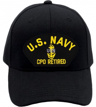 Baseball Caps US Navy CPO Retired Hat/Ballcap (Black) Adjustable One Size Fits Most - Black - CC18LZ49EGR $45.43