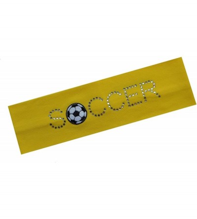 Headbands SOCCER BALL Rhinestone Cotton Stretch Headband for Girls- Teens and Adults Soccer Team Gifts - Bright Yellow - CD11...