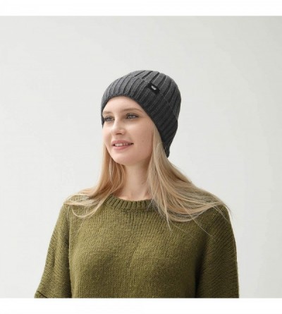 Skullies & Beanies Acrylic Knit Beanie Hat- Winter Cuffed Skully Cap- Warm- Soft- Slouchy Headwear for Men and Women - Dark G...