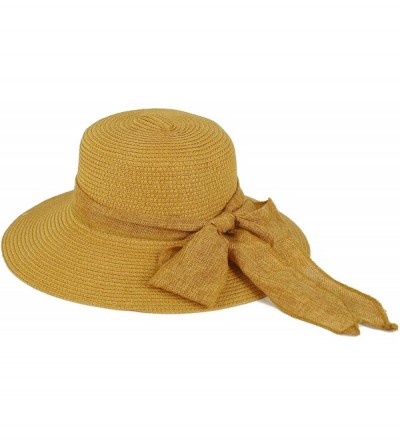 Sun Hats Straw Wide Brim Floppy Hat with Fancy Ribbon 965SH - Brown - CG11B8X1K95 $26.25