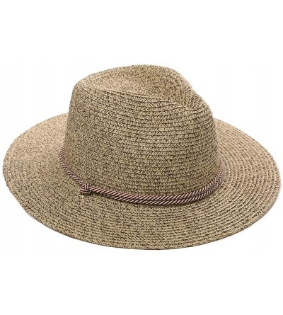 Fedoras Fedora Straw Fashion Sun Hat Packable Summer Panama Beach Hat Men Women 56-62CM - 00722_coffee1 - CV18SQ0NY9L $38.52