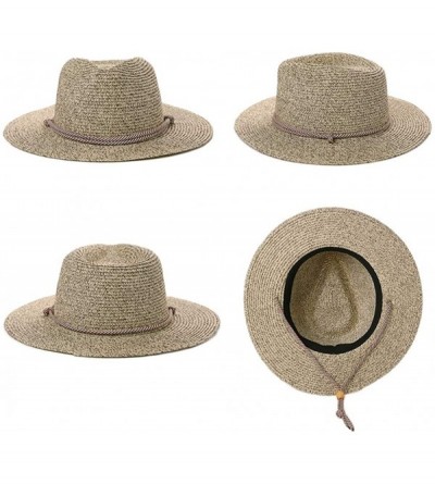 Fedoras Fedora Straw Fashion Sun Hat Packable Summer Panama Beach Hat Men Women 56-62CM - 00722_coffee1 - CV18SQ0NY9L $24.33