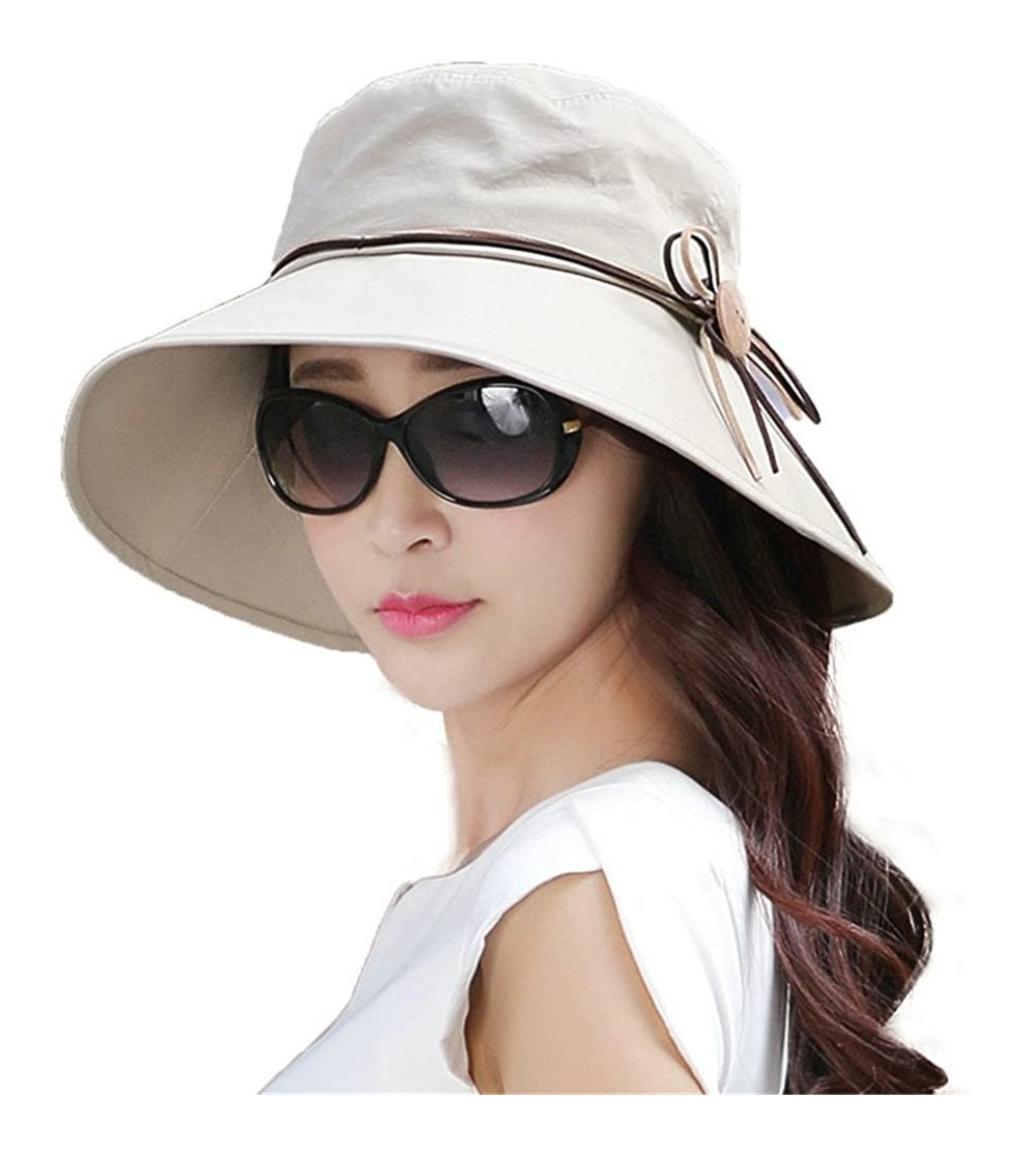 Bucket Hats Bucket Cord Sun Summer Beach Hat Wide Brim for Women Foldable UPF 50+ - 69046_khaki - CB18RYT4Z7W $21.12