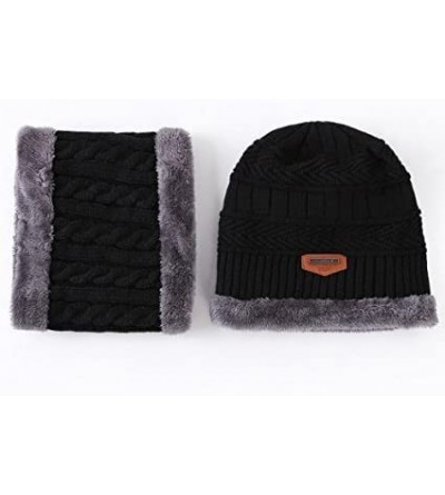 Baseball Caps Winter Beanie Hat Scarf Set Slouch Warm Knit Hat Neck Warmer for Men Women Kids - Color-a - CE188D2CDGL $16.78