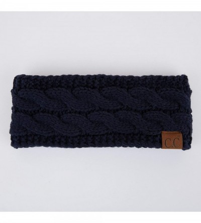Cold Weather Headbands Winter Fuzzy Fleece Lined Thick Knitted Headband Headwrap Earwarmer(HW-20)(HW-33) - Navy (With Ponytai...