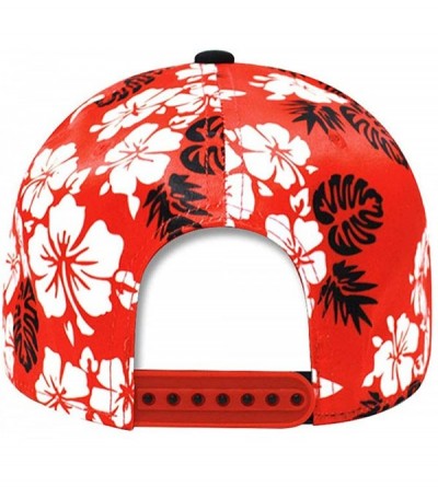 Baseball Caps Premium Flower Hawaiian Flat Visor Snapback Hat Hip Hop Baseball Cap - Flower Red - CJ18R4YCK0N $12.70