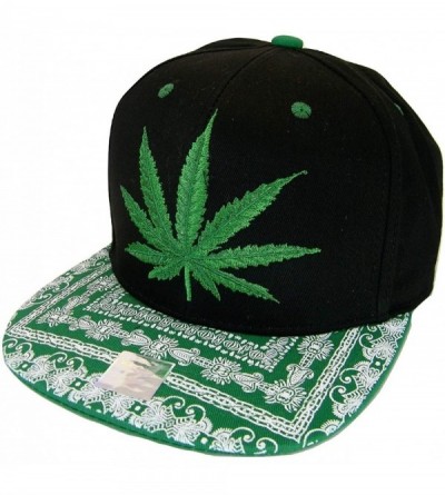 Baseball Caps Marijuana Leaf Men's Cotton Adjustable Snapback Baseball Cap - Green/Black - C118DYML0AQ $16.43