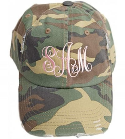 Baseball Caps Monogrammed Distressed Trucker Hats Baseball Caps for Women - Unique Holiday for Women - Camo - C418KG95XUD $65.87