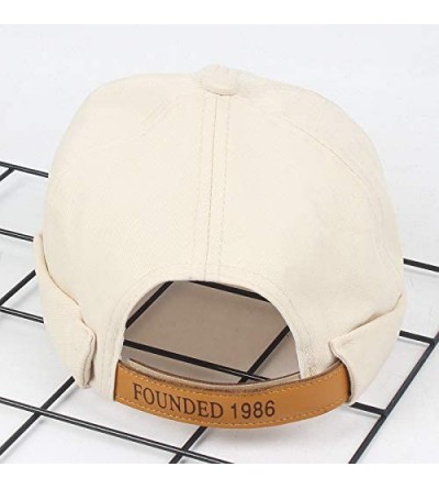Baseball Caps Unisex Dome Melon Hat Casual Sailor Mechanic Brimless Solid Color Street Wild Elegant Young Master Hat - Beige ...