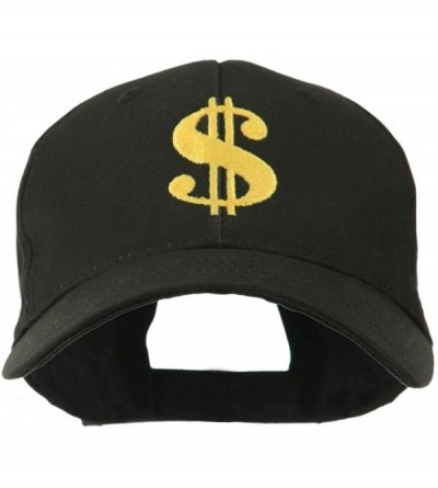 Baseball Caps Dollar Sign Logo Embroidered Cap - Black - CZ11FGI1RXR $16.64