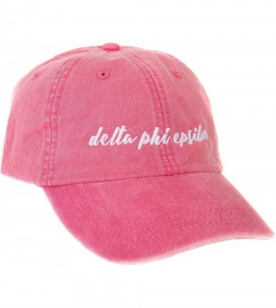 Baseball Caps Delta Phi Epsilon (N) Sorority Baseball Hat Cap Cursive Name Font DPhie - Hot Pink - CM188UCEMOC $40.24