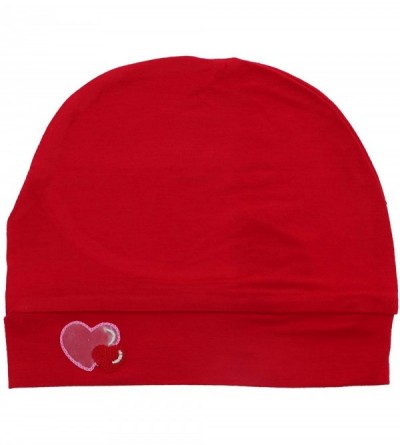 Skullies & Beanies Womens Soft Sleep Cap Comfy Cancer Hat with Hearts Applique - Red - C718M5YD8WC $22.02
