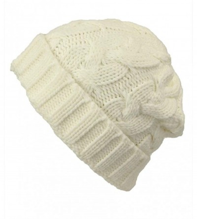 Skullies & Beanies Trendy Warm Soft Stretch Cable Knit Beanie - White - C918MD48ZYS $21.27