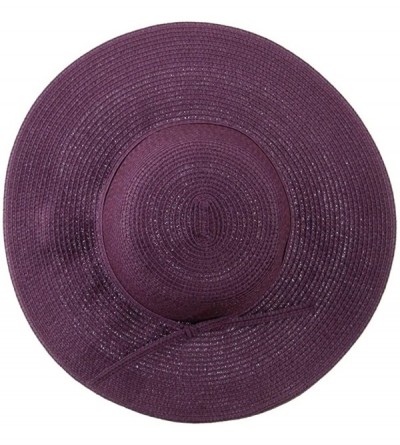 Sun Hats Paper Braid Flat Brim Self Tie Hat - Purple W26S25B - CP11D3H50R7 $43.84