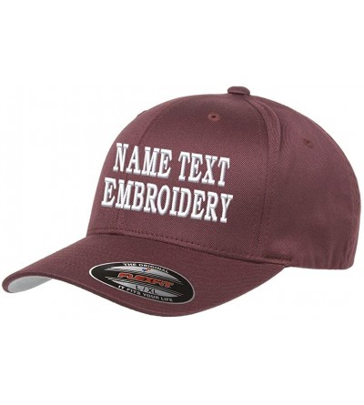 Baseball Caps Custom Embroidery Hat Flexfit 6277 Personalized Text Embroidered Fitted Size Cap - Maroon - CC180UL0YGC $19.02