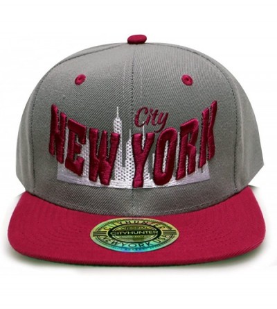 Baseball Caps City New York Snapback Caps - Light Grey/Fuschia - CK11ULVID45 $16.58