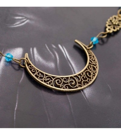 Headbands Boho Crescent Moon Head Chain Vintage Crystal Headpieces Hair Acessories for Women and Girls - Bronze-2 - CV18Q9LC4...