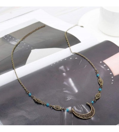 Headbands Boho Crescent Moon Head Chain Vintage Crystal Headpieces Hair Acessories for Women and Girls - Bronze-2 - CV18Q9LC4...